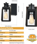 GFCI Porch Light With Dusk To Dawn Motion Sensor Breezy Rustproof Outdoor Lighting Fixture showing size and technical details