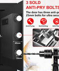 Image showcasing 3 anti-pry bolts of the 1.3 Cu Ft Fireproof Safe For Home Use Compact Anti Theft Safe with water resistance.