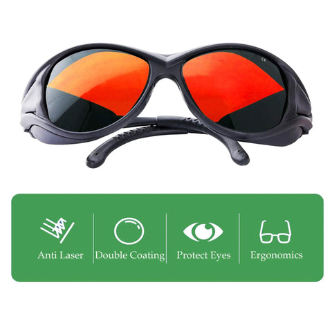 Pro Grade Laser Safety Goggles 532nm OD 6 Plus Eye Protection Glasses for Violet Blue Green Lasers 405nm 445nm 450nm 473nm 532nm
