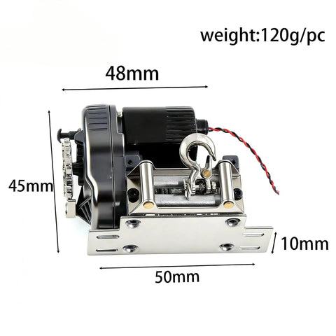 Get Your 10 RC Crawler Ready To Rock With High Strength Metal Remote Control Rescue Winch Upgrade, 120g, 48mm x 45mm x 50mm.