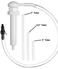 Fluid Transfer Pump For Gallon And Wide Mouth Quart Bottles, 30cc Per Stroke, Four Thread Sizes Fit Most Bottles, Easy Interchange, 24 Inch Flexible Tube For Gear Oil, Transmission Fluid, Antifreeze with 7, 4.5 and 3 inch tubes