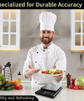 Chef in kitchen with 11 Lb Digital Food Scale With Pro Grade Precision 0.0001 Lb Per Division For Precise Cooking Baking And Coffee
