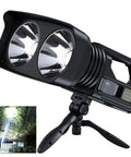 Rechargeable Spotlight 900,000 Lumens Handheld LED Flashlight With COB Light And Tripod, dual beams and sturdy handle