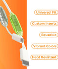 Effortless Cord And Cable Identification System with vibrant label tags for organizing network cables and power cords.