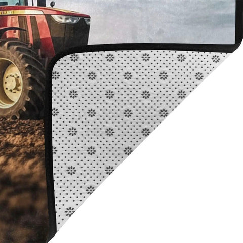 Soft Non Slip 63x48 Inch Area Rug For Living Room And Bedroom, underside pattern detail showing dot design and black edging