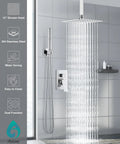 Ceiling Mount Shower System With Rain Showerhead And Handheld Spray High Pressure Chrome Finish 12 Inch Includes Rough In Valve And Trim Kit