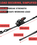 Heavy Duty Self Retracting Ratchet Straps 1 Inch Wide 12 Feet Long With 1500 Lb Break Strength tangle free design with dimensions