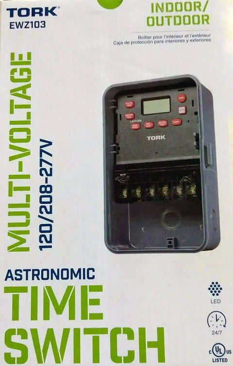 Plug-and-Play Astronomic 7 Day Time Switch for Auto On Off Scheduling, 120 277 VAC, 1 Channel DPST, digital display, open view