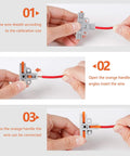 Using a Fourteen Piece T Tap Lever Wire Connector Kit Three Way Electrical Wire Splitter Push In Quick Splitters With Three Quarter Port Terminals For Twenty Four To Twelve AWG Wiring to connect wires with hands in step-by-step guide