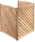 Outdoor Air Conditioner Fence Screen And Privacy Enclosure, perforated wooden lattice panel made from solid fir, corner view