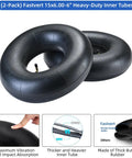 Two Pack Heavy Duty Inner Tubes Fifteen By Six Fits Lawn Mowers Yard Tractors Wheelbarrows ATVs And More With TR87 Bent Valve Stem