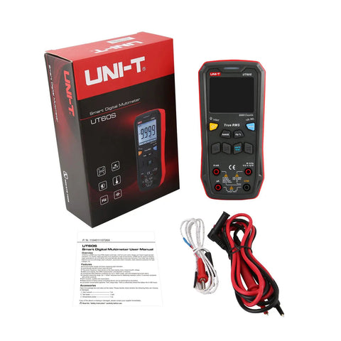 Smart Digital Multimeter UT60S True RMS 9999 Counts 1000V AC DC Voltmeter And Ammeter with accessories and packaging