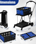 Heavy Duty Collapsible Shopping Cart On Wheels With Dual Bins Two Tier Folding Grocery Cart dimensions and design