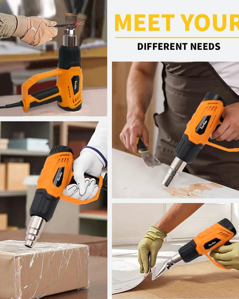 People using 1500W Heavy Duty Heat Gun With Pro Grade Variable Temperature Control And Overheat Protection, Fast Heating Hot Air Tool Kit With 4 Nozzles For Crafts, Shrinking PVC, Stripping Paint on various projects