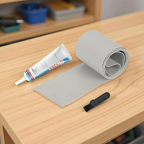 Inflatable Patch Repair Kit With Waterproof Tape And Heavy Duty Adhesive Seal Technology for Quick Leak Stop on table setup