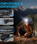 Person using Rechargeable Headlamp Flashlight Two Pack 8 LED 2500 Lumen Ultra Light Bright Headlight With Motion Sensor Waterproof