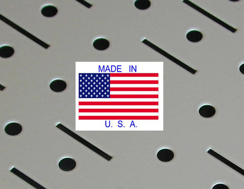 Close-up of Heavy Duty Metal Pegboard Panels For Wall Mounting Two Pack 16 Inch By 48 Inch with USA label