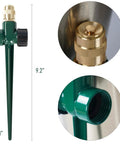 Two Pack Metal Lawn Sprinklers With Brass Heads And Aluminum Spike Base, 360 Degree Adjustable Nozzles for easy installation