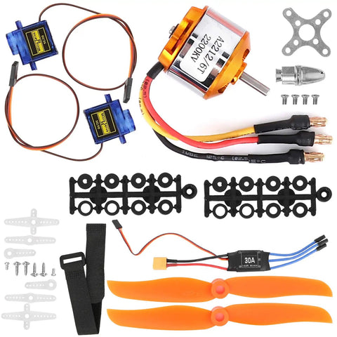 Kickass Rc Aircraft Motor And 30a Esc Set With 2212 Kv2200 Brushless Motor, sg90 servos, and propellers for easy installation.