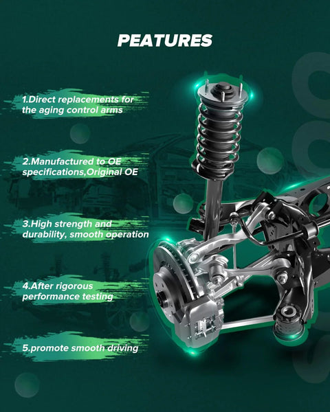 8-piece front suspension control arm kit for Ford Edge/MKX; lower arm, ball joints, inner/outer tie rods, sway bar links