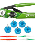 JRready ST2162-1 Crimp Tool Kit With New As2g Four Indent Eight Impression Crimper For 20 To 32 Awg Wire Including P Series Positioners And M81969 Plastic Insertion Removal Tools Complete Set with AS2G crimper and positioners.