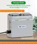 36W Multifunction Parallel Battery Charger For DJI Mini 4K, Mini 2, Mini 2 SE, And Mini SE Drone in storage charge mode on table