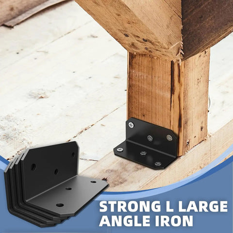 Heavy Duty 4X2 Steel L Brackets With 300 Pound Load Rating Thickened Steel Supports, installed on wooden frame.