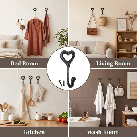 12 Pack Heavy Duty Cast Iron Coat Hooks Wall Mounted Black Workhorse Wall Storage For Coats Bags Built Tough For The Daily Grind With A Sleek Flat Black Finish That Lasts In Any Room in various home settings.