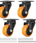 Built Like A Tank Three Inch Swivel Caster Wheels Set Of Four Heavy Duty Polyurethane Treads For Workbenches And Shop Gear Rolls Like Butter Dual Ball Bearings Orange Edition with mounting hardware