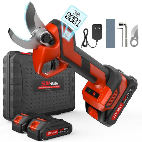 Cordless Electric Pruning Shears With LCD Display, Brushless Motor Garden Shears With Dual 2000mAh Batteries, 2.1 Inch Cutting