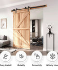Bypass Double Sliding Barn Door Hardware Kit 6.6ft Track for Double 45 Wide Doors installed in living room entryway