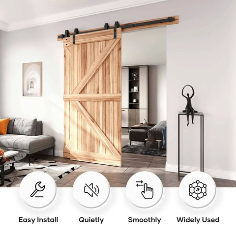 Bypass Double Sliding Barn Door Hardware Kit 6.6ft Track for Double 45 Wide Doors installed in living room entryway