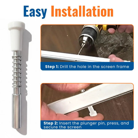 Top Drawer Window Screen Plunger Latches And Metal Pins Quick Swap For Worn Out Screens 5/32 X 1 1/2 Inch White Corrosion Resistant Spring Loaders Fits 1 Inch Frames Heavy Duty Hardware solid installation guide steps