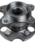 Close-up of Rear Wheel Bearing And Hub Assembly For AWD Toyota Highlander 04 13 Venza 09 16 RX330 04 06 RX350 07 09 RX400h 06 08 5 Lug Rear Axle Hub With Flange Offset And Bolt Circle Replaces 512284 WE60979 B