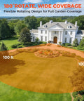 A white mansion with a garden, showcasing 180° coverage by Pro Grade Retractable Garden Hose Reel Five Eighth Inch By One Hundred Feet
