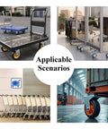 Heavy Duty 10 Inch Pneumatic Swivel Casters, 4 Pack Rubber Tired Plate Wheels For Industrial Carts And Workshop Machines in use across various scenarios.