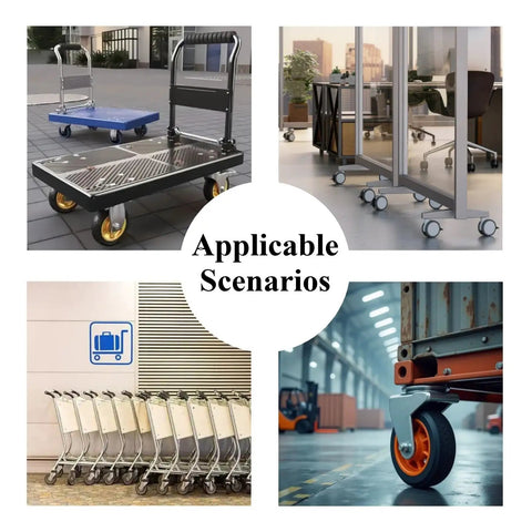 Heavy Duty 10 Inch Pneumatic Swivel Casters, 4 Pack Rubber Tired Plate Wheels For Industrial Carts And Workshop Machines in use across various scenarios.