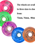 Inline Skate Wheel Replacement Set 83A 72Mm 76Mm 80Mm Durable PU Wheels For Indoor Outdoor Street Skating With Gummy Grips