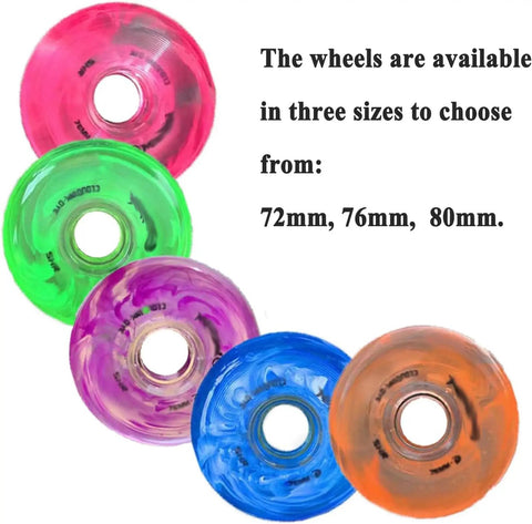 Inline Skate Wheel Replacement Set 83A 72Mm 76Mm 80Mm Durable PU Wheels For Indoor Outdoor Street Skating With Gummy Grips