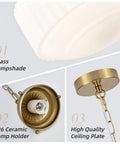 Close-up of Lumraxsun Vintage Pendant Light Over Kitchen Glass Kitchen Pendant Light featuring glass lampshade and ceramic holder.