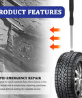 100 Piece Screw Tire Plug Kit With Screwdriver Three Sized Plugs For Quick Puncture Repair Self Tapping Rubber Nail Tire Repair Kit For Car Truck Motorcycle Durable Easy Install shown with tire and screwdriver