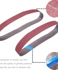 Close-up of 18 Pack 1-1/2 X 30 Inch Sanding Belts Set For Pipe Tubing Polisher Sander With 60 80 120 150 240 400 Grit Aluminum Oxide Belts
