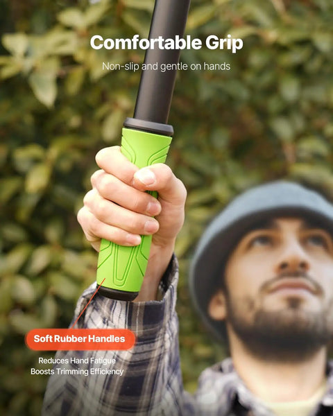 Person holding 32 Inch Anvil Lopper For Tree Trimming With Compound Action Pro Grade Heavy Duty Steel Blade Cuts Up To 2 Inch Branches