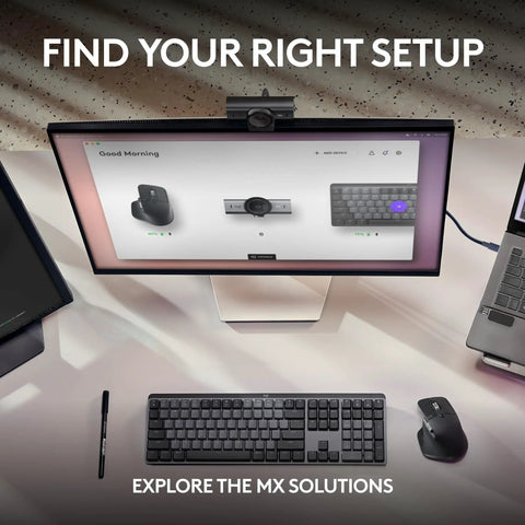 Next Level Ultra HD 4K Webcam For Smooth Streaming And Remote Calls Featuring AI Enhanced Framing And Crisp Gameplay Capture That Legit Goes Hard In Graphite on a monitor setup.