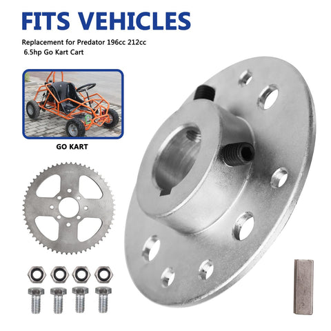 Go Kart Rear Sprocket Kit 60T 420 Chain With 1 Inch Bore And One Quarter Inch Keyway, 8 Hole Hub, Heavy Duty Steel Sprocket For Predator 212cc And 196cc Go Kart Trike Parts, Easy Install And Durable Ride