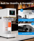 No Sweat Heavy Duty Commercial Can Sealer Machine with heavy-duty steel body and non-slip rubber feet on a counter.
