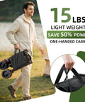 Man carrying a folded 38 Inch Long Collapsible Wagon With 440Lb Capacity And 220L Interior Space at beach.