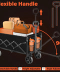 Heavy Duty Folding Wagon Cart With Wheels For All Terrain Use Portable Collapsible Grocery Shopping Utility Wagon With 360 Lbs Capacity