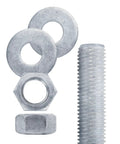 Hot Dip Galvanized Threaded Rod One And One Quarter Inch By Twelve Inch, includes nuts and washers, close-up view