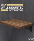 Space Saving Foldable Teak Shower Bench With Wall Mount Built To Last Heavy Duty Teak Wood Seat Wall-Mounted